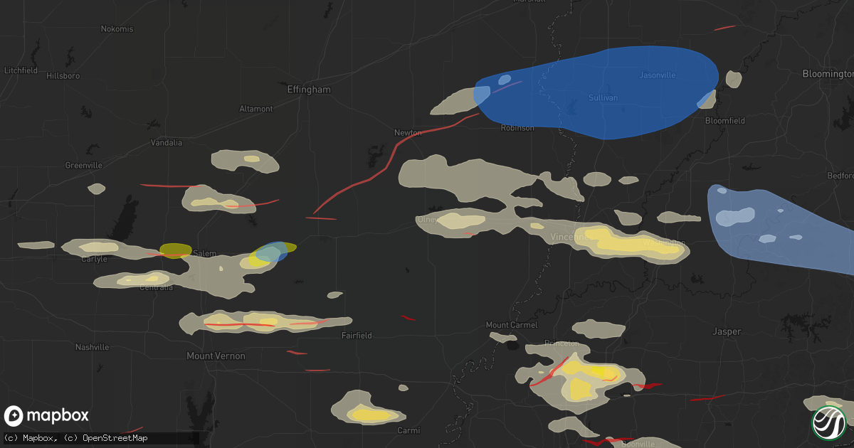Hail map in Olney, IL on June 21, 2026