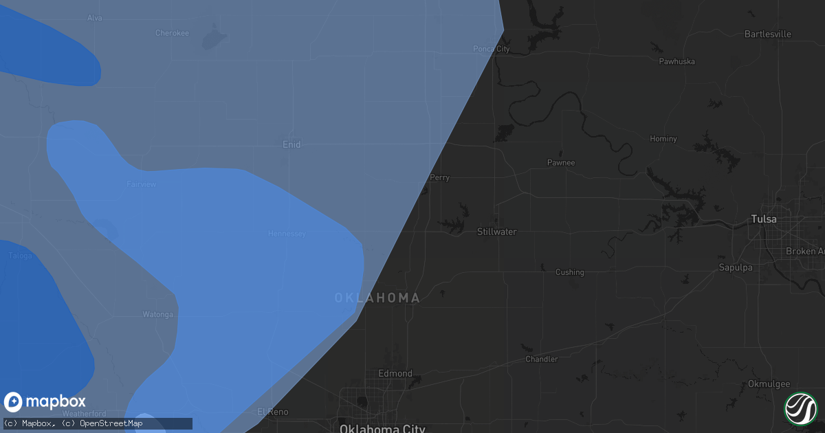 Hail map in Orlando, OK on June 21, 2026