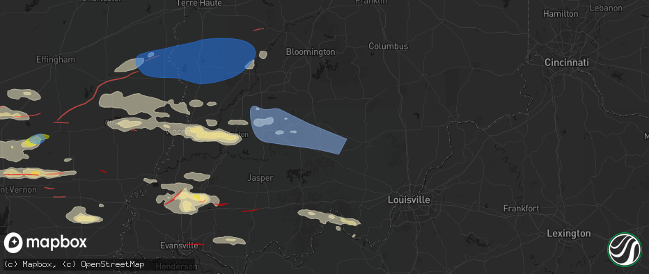 Hail map in Orleans, IN on June 21, 2026