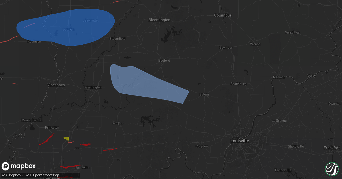 Hail map in Orleans, IN on June 21, 2026