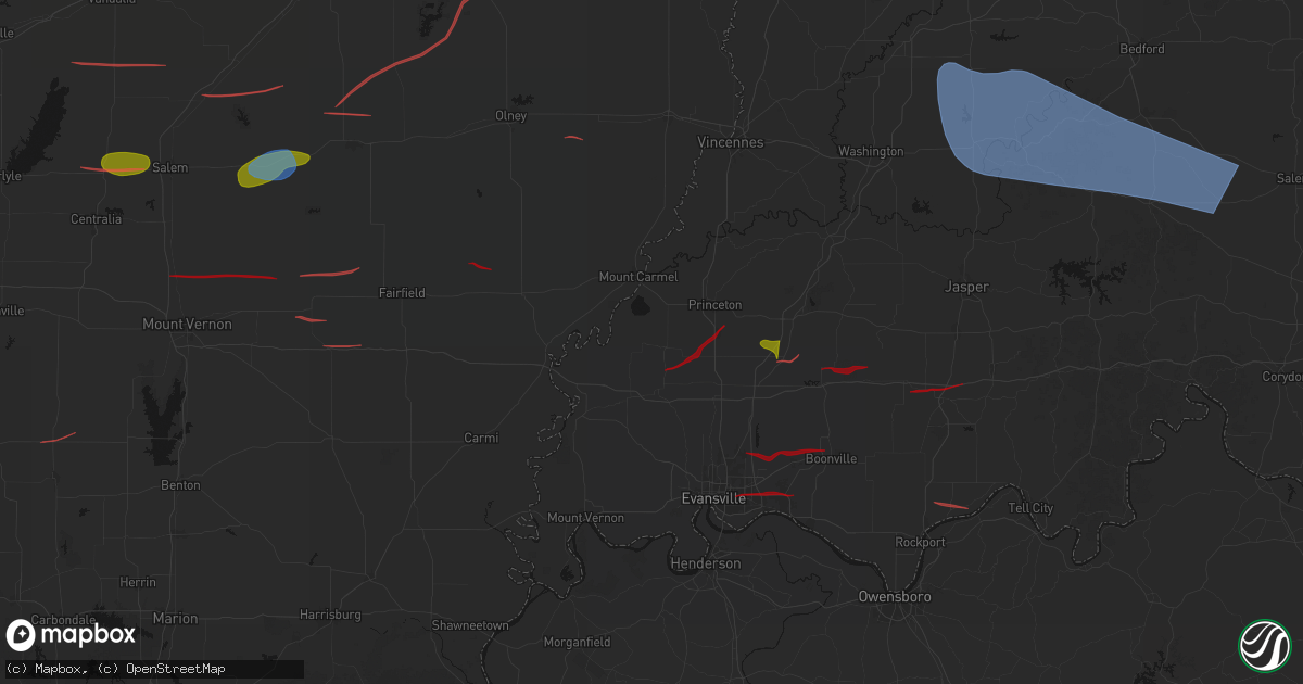 Hail map in Owensville, IN on June 21, 2026