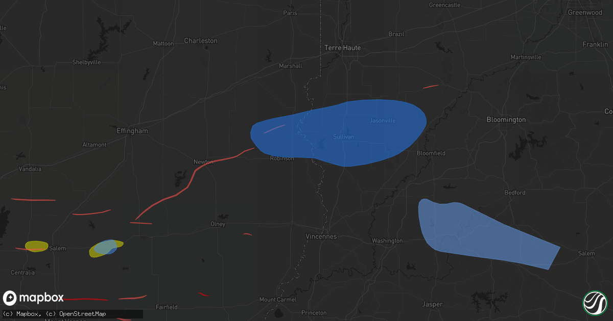 Hail map in Palestine, IL on June 21, 2026