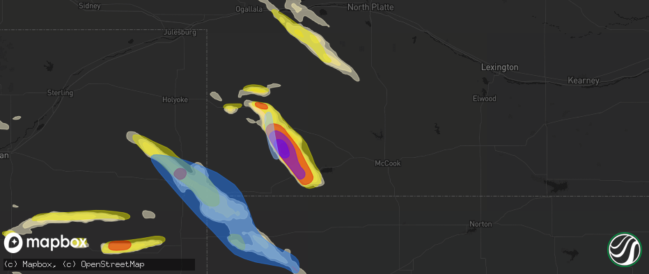 Hail map in Palisade, NE on June 21, 2026