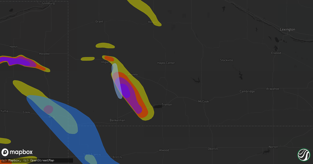 Hail map in Palisade, NE on June 21, 2026