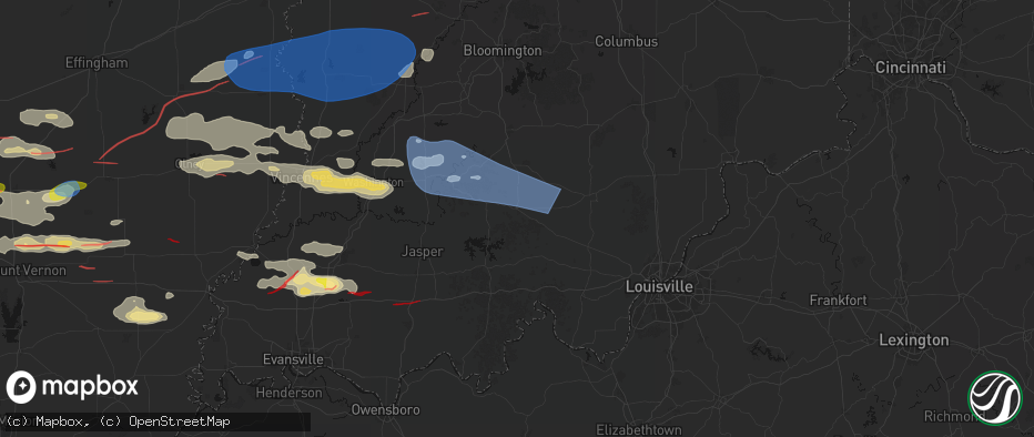 Hail map in Paoli, IN on June 21, 2026