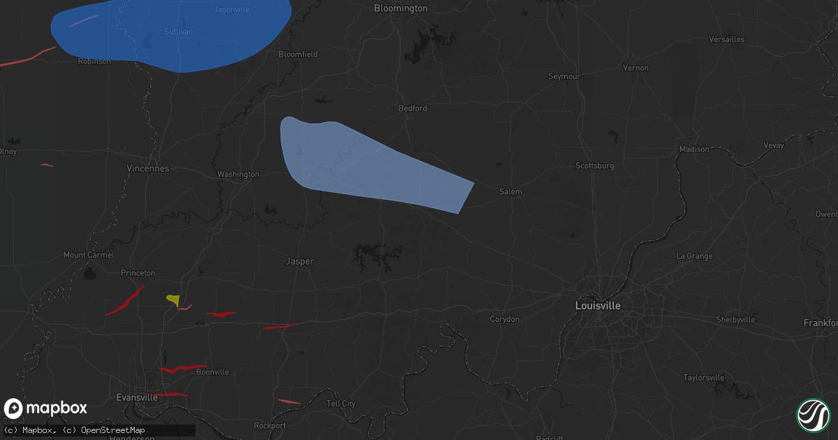 Hail map in Paoli, IN on June 21, 2026