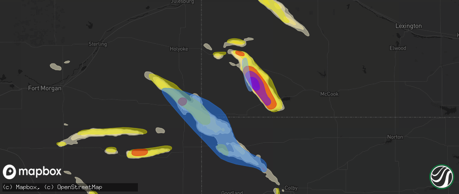 Hail map in Parks, NE on June 21, 2026