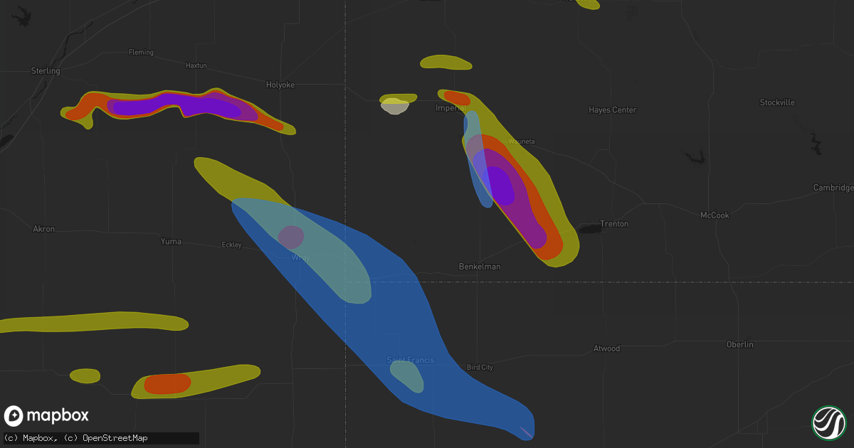 Hail map in Parks, NE on June 21, 2026