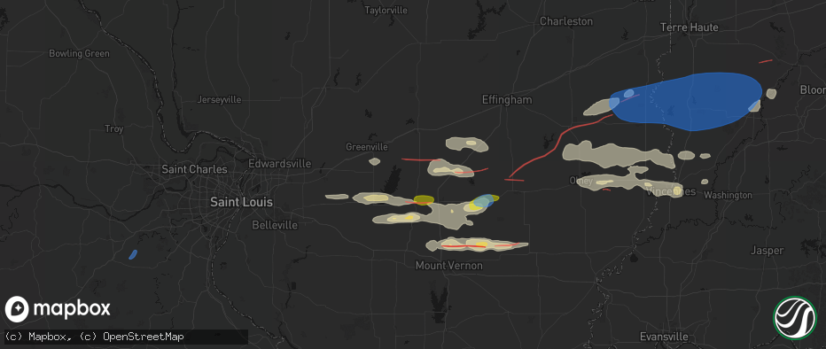Hail map in Patoka, IL on June 21, 2026