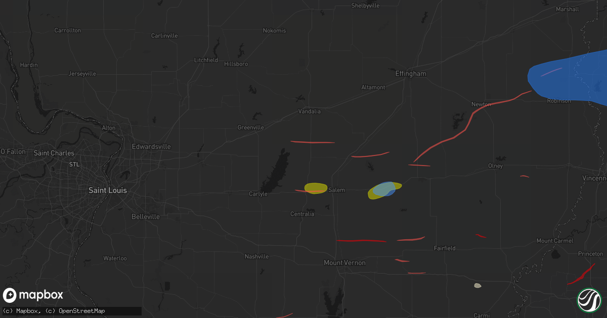 Hail map in Patoka, IL on June 21, 2026