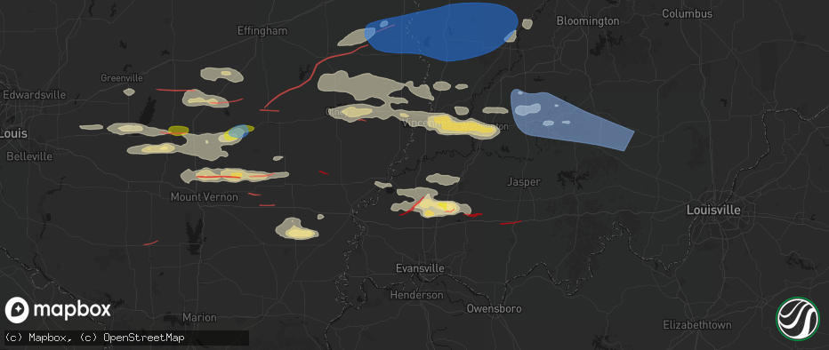 Hail map in Patoka, IN on June 21, 2026