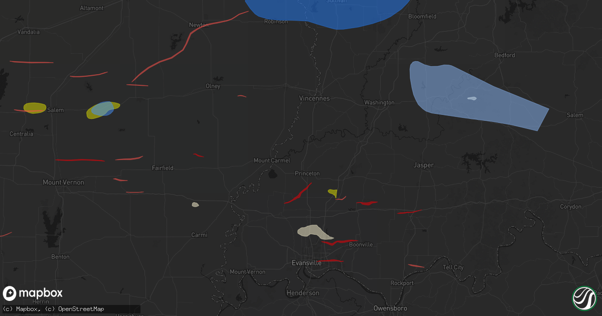 Hail map in Patoka, IN on June 21, 2026