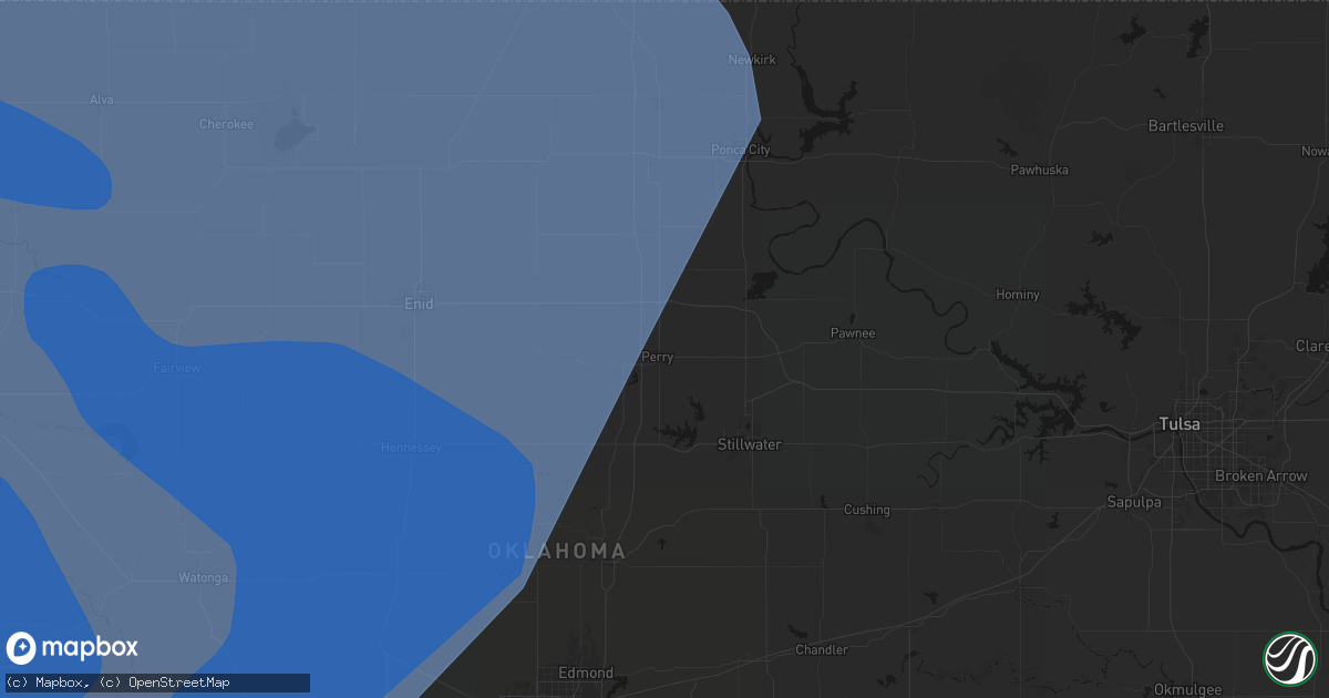 Hail map in Perry, OK on June 21, 2026