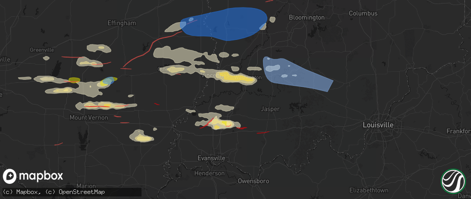 Hail map in Petersburg, IN on June 21, 2026