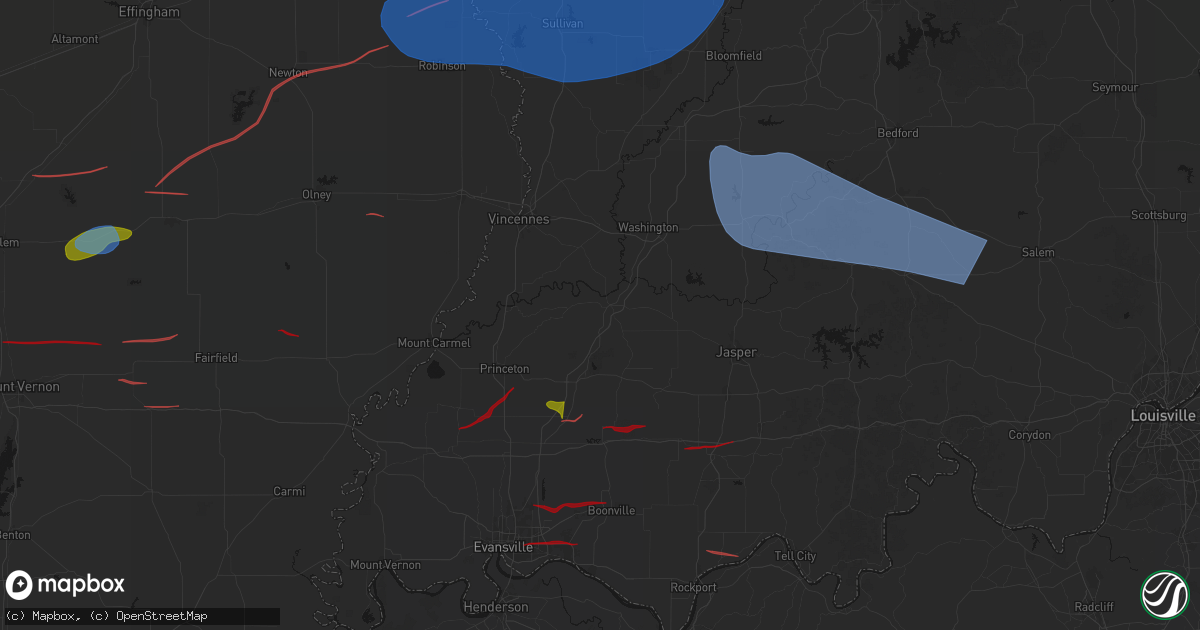Hail map in Petersburg, IN on June 21, 2026