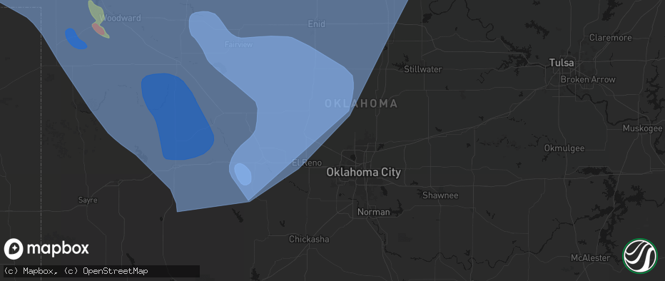 Hail map in Piedmont, OK on June 21, 2026