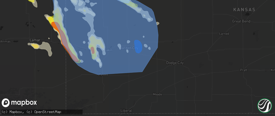Hail map in Pierceville, KS on June 21, 2026
