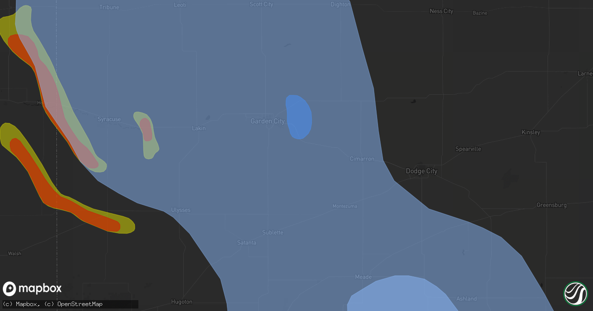 Hail map in Pierceville, KS on June 21, 2026