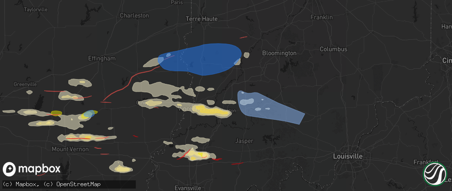 Hail map in Plainville, IN on June 21, 2026