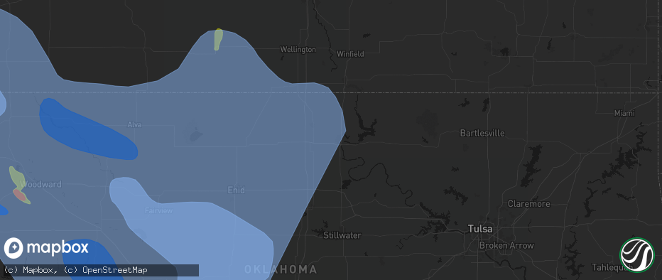 Hail map in Ponca City, OK on June 21, 2026