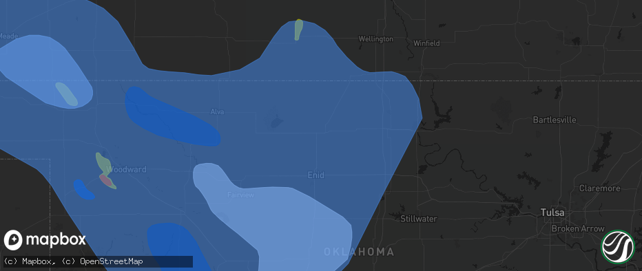 Hail map in Pond Creek, OK on June 21, 2026