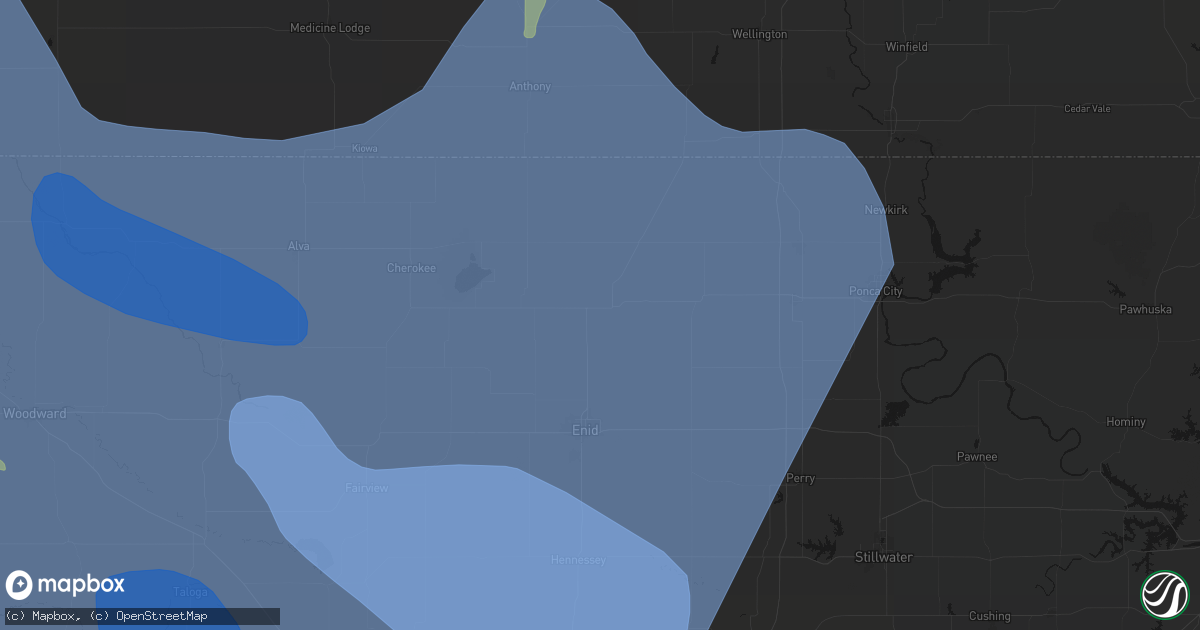 Hail map in Pond Creek, OK on June 21, 2026