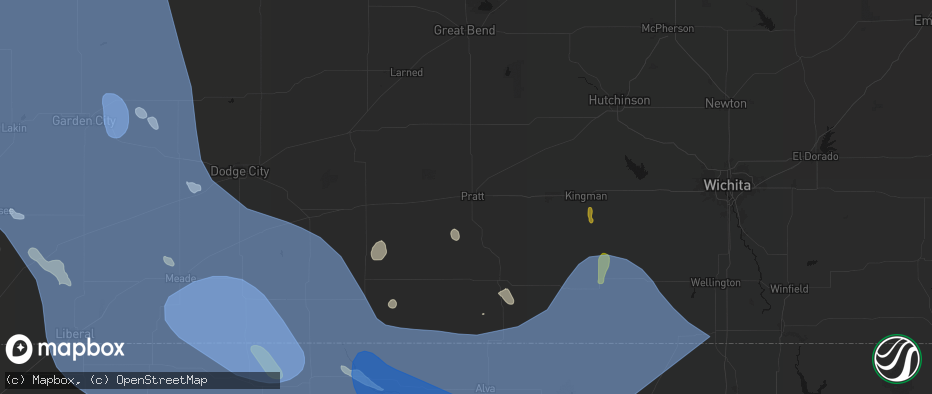 Hail map in Pratt, KS on June 21, 2026