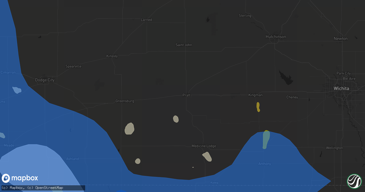Hail map in Pratt, KS on June 21, 2026