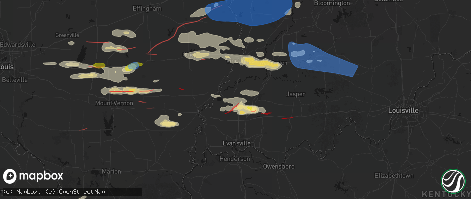 Hail map in Princeton, IN on June 21, 2026