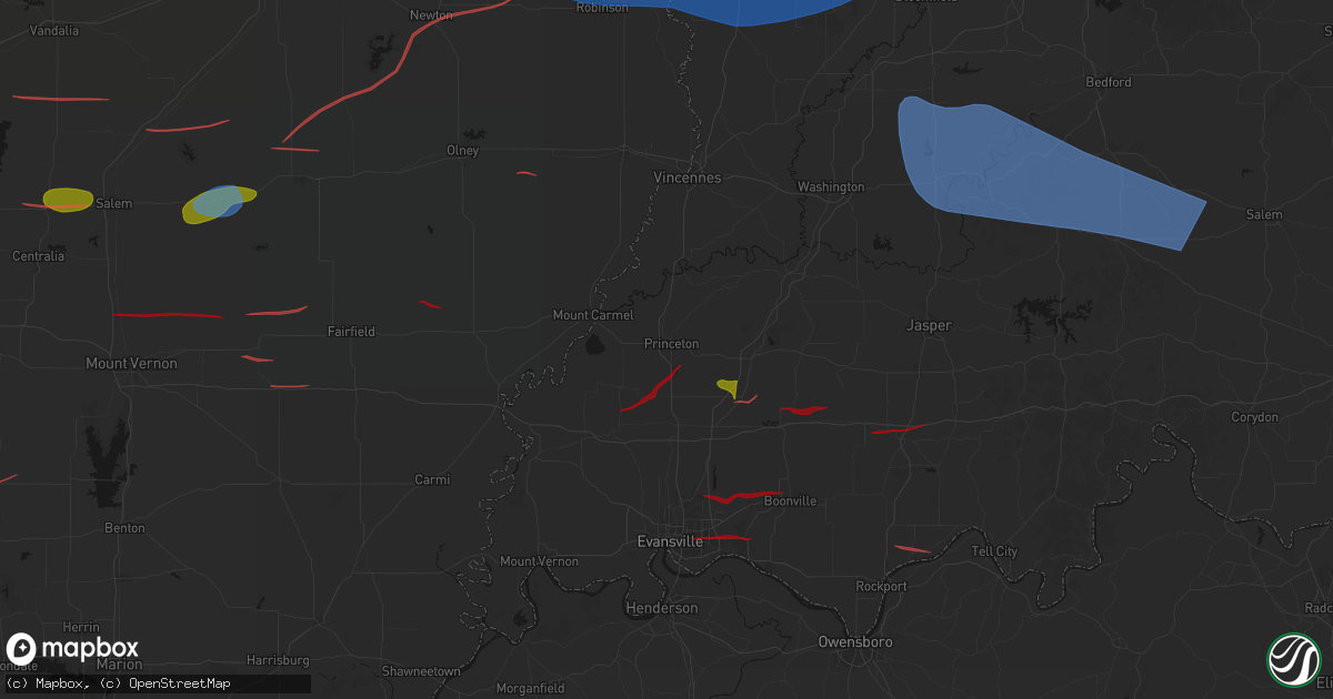 Hail map in Princeton, IN on June 21, 2026