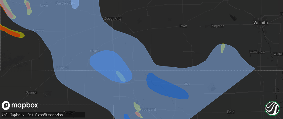 Hail map in Protection, KS on June 21, 2026