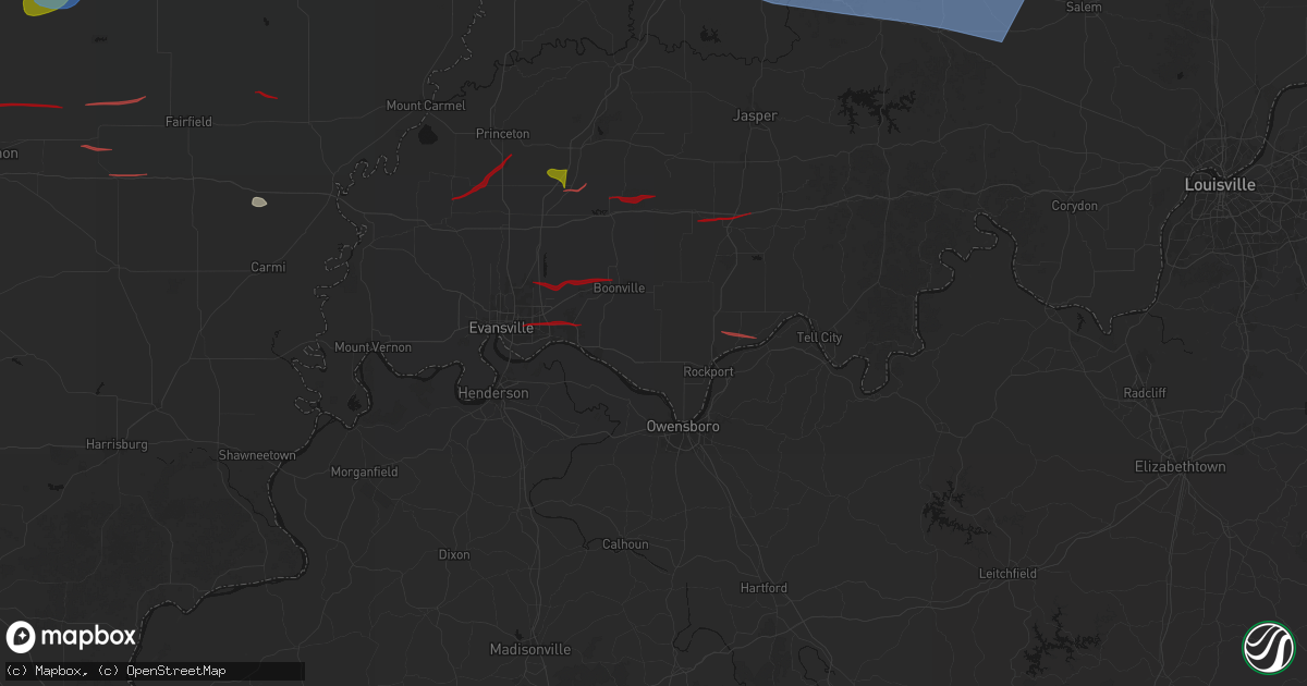 Hail map in Richland, IN on June 21, 2026