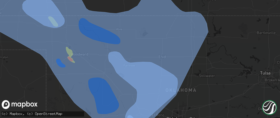 Hail map in Ringwood, OK on June 21, 2026