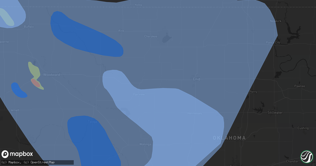 Hail map in Ringwood, OK on June 21, 2026