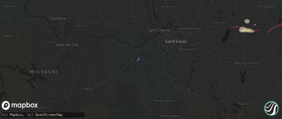 Hail map in Robertsville, MO on June 21, 2026
