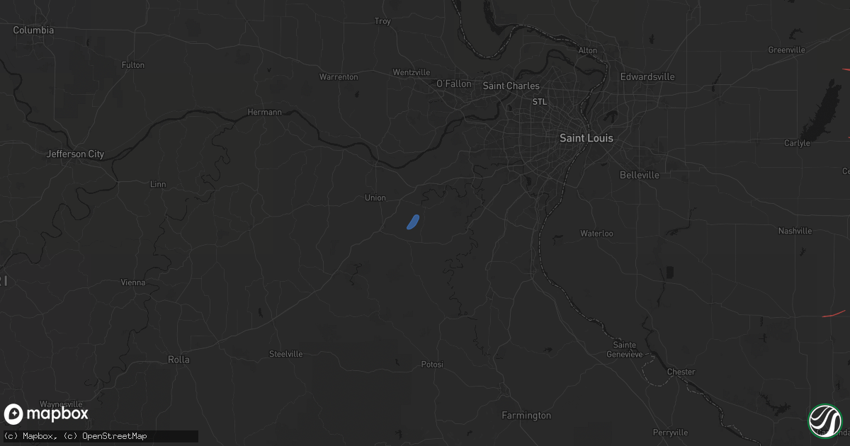 Hail map in Robertsville, MO on June 21, 2026