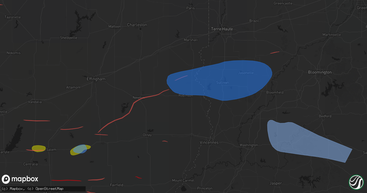 Hail map in Robinson, IL on June 21, 2026