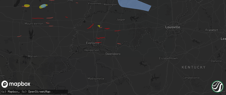 Hail map in Rockport, IN on June 21, 2026