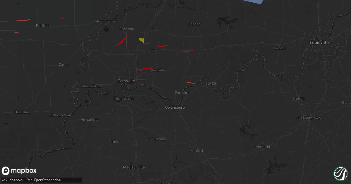 Hail map in Rockport, IN on June 21, 2026