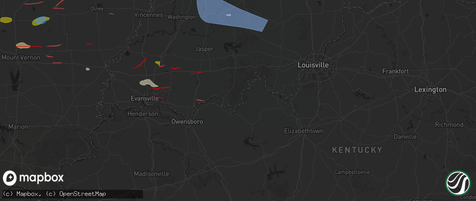 Hail map in Rome, IN on June 21, 2026