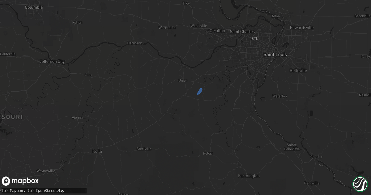 Hail map in Saint Clair, MO on June 21, 2026