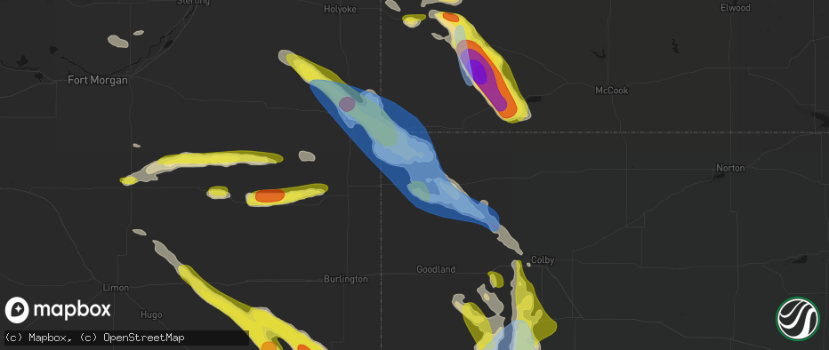 Hail map in Saint Francis, KS on June 21, 2026