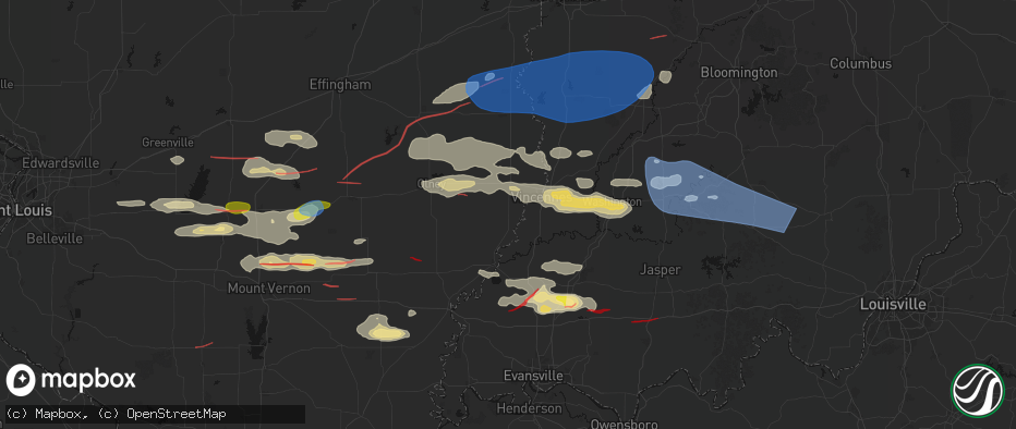 Hail map in Saint Francisville, IL on June 21, 2026