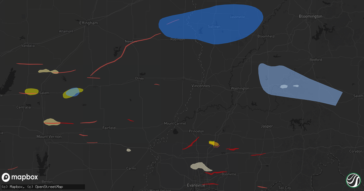 Hail map in Saint Francisville, IL on June 21, 2026