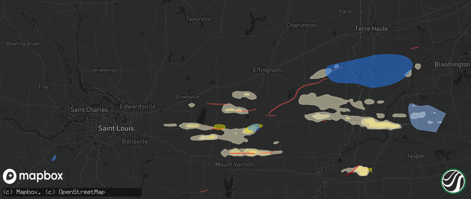 Hail map in Saint Peter, IL on June 21, 2026