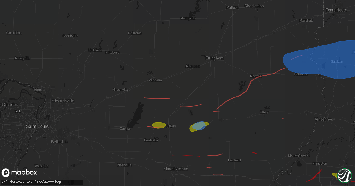 Hail map in Saint Peter, IL on June 21, 2026