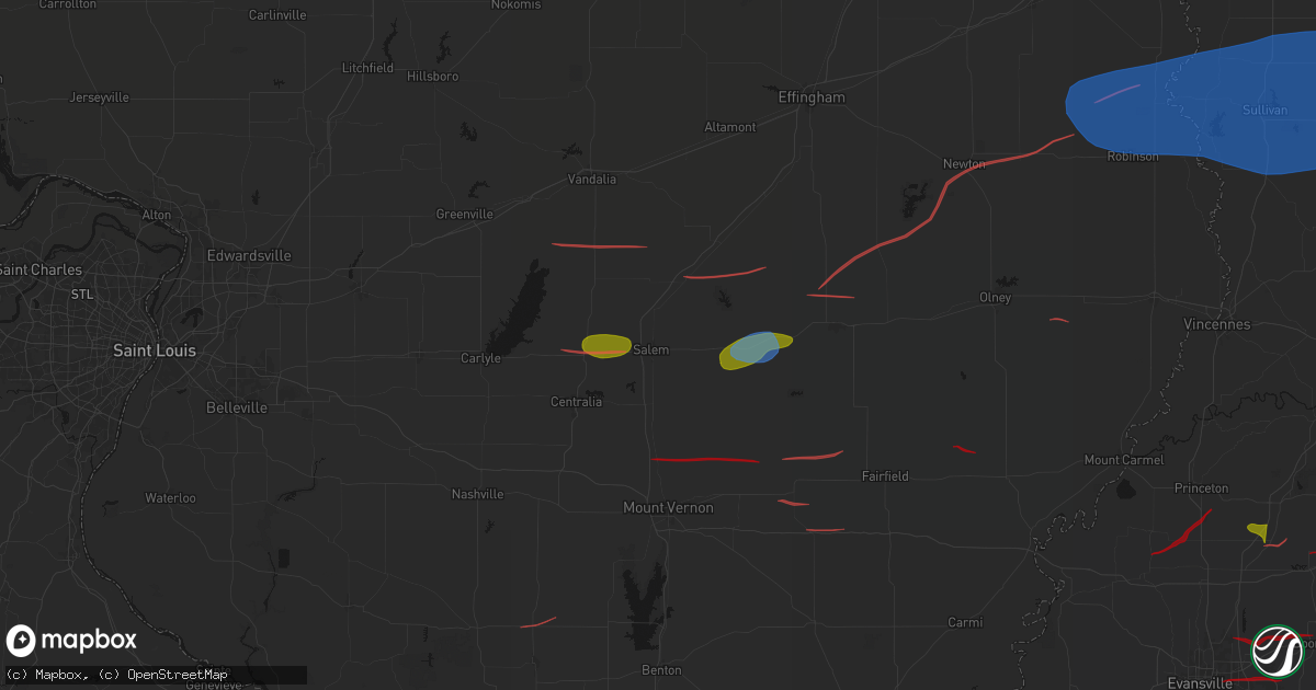 Hail map in Salem, IL on June 21, 2026