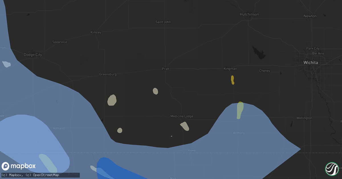 Hail map in Sawyer, KS on June 21, 2026