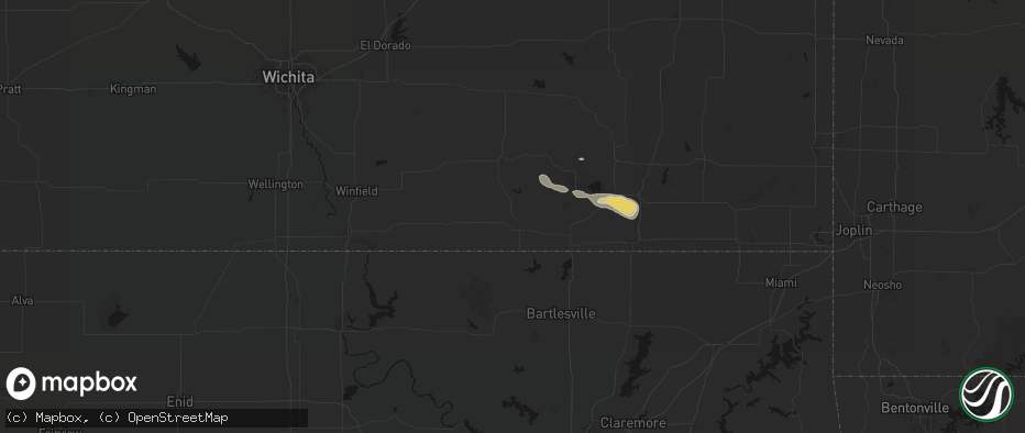 Hail map in Sedan, KS on June 21, 2026
