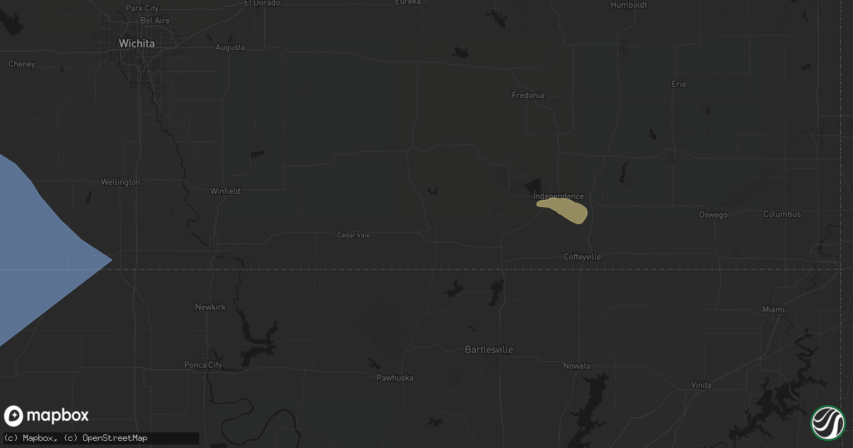 Hail map in Sedan, KS on June 21, 2026